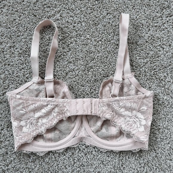 Pink unlined lace underwire bra size 30H - Picture 2 of 6